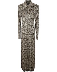 Balmain - Long Sleeve Python Satin Long Shirt Dress - Lyst
