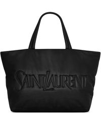 Saint Laurent - Logo-debossed Leather Tote Bag - Lyst