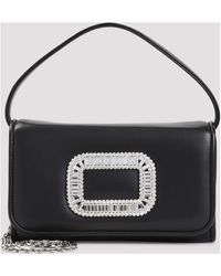 Roger Vivier Small Pilgrim De Jour Leather Bag in Brown | Lyst
