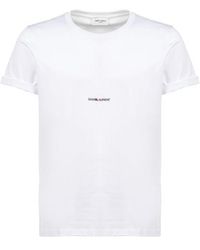 Saint Laurent - Logo Cotton T-Shirt - Lyst