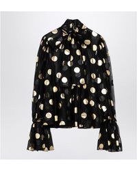 Dolce & Gabbana - Silk Organza Lamé Polka Dot Blouse Shirt - Lyst