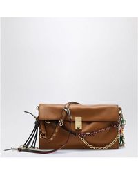 Prada Soft Sound Large Caramel Leather Bag With Charms in