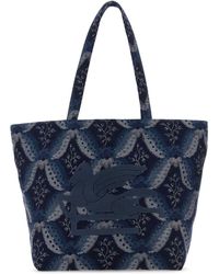 Etro - Embroidered Canvas Medium Soft Trotter Shopping Bag - Lyst