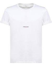 Saint Laurent - Logo Cotton T-Shirt - Lyst