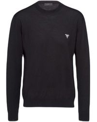 Prada - Wool Sweater With Logo - Lyst