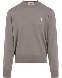 Ami Paris - Ash-Coloured Ami De Coeur Sweater - Lyst