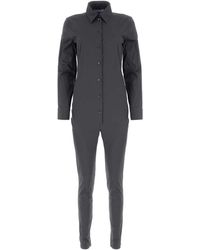 Prada - Graphite Stretch Poplin Jumpsuit - Lyst