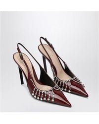 Gucci - Bordeaux Patent Leather Pump With Crystal Chain - Lyst