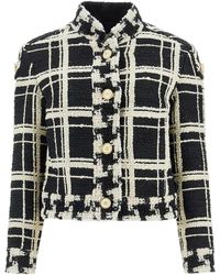 【関税&送料込み】Valentino Garavani Macro Check Tweed Min Valentino Garavani Macro Check Tweed Caban in Black | Lyst