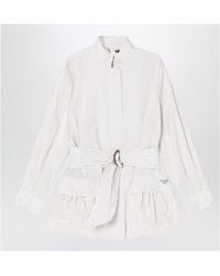 Fendi White Striped Cotton And Silk Blouson | Lyst