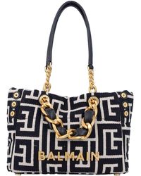 Balmain - Small 1945 Soft Monogrammed Jacquard Tote Bag - Lyst