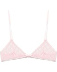 Gucci Gg Embroidered Tulle Bra & Briefs Set in Black | Lyst