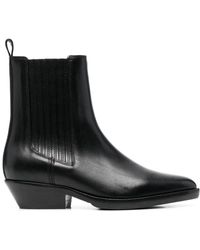 Isabel Marant Donatee Low Heels Ankle Boots In Black Leather