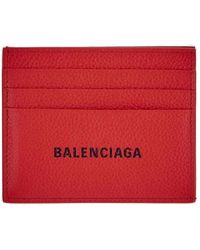 Balenciaga Logo Card Holder - Red