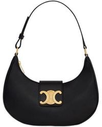 Celine Ava Bag In Textile With Triomphe Embroidery in Black