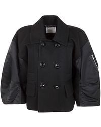 コート Sacai Wool Melton X Nylon Twill Quilted Coat Sacai Melton x Nylon Quilted Coat | Santa Fe Dry Goods