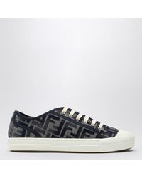 Fendi - Low Top Denim Sneakers With Chenille Pattern - Lyst