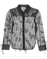 Ganni - Fringed Organza Shirt - Lyst