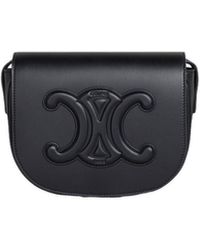 Celine Folco Bag Triomphe Embroidery Black in Smooth Calfskin Leather with  Gold-tone - US