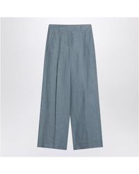 Brunello Cucinelli - Wide Avio-Colored Trousers - Lyst