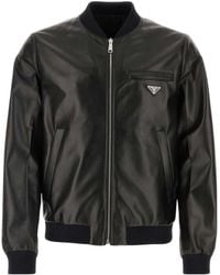 Prada - Nappa Leather Reversible Bomber Jacket - Lyst