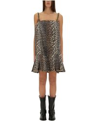 Ganni - Dress With Animal Pattern - Lyst