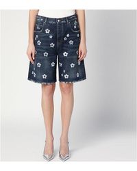 Marc Jacobs - Denim Bermuda Shorts With Daisy Sequins - Lyst