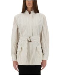 ブルゾン Fendi White Striped Cotton And Silk Blouson Fendi White Striped Cotton And Silk Blouson | Lyst