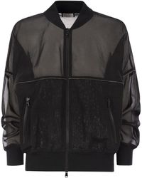 Brunello Cucinelli - Cotton Organza Bomber Jacket With Shiny Trims - Lyst