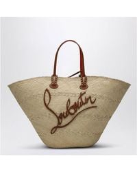 Christian Louboutin - Raffia And Calf Leather Tote Bag Cabata Large - Lyst