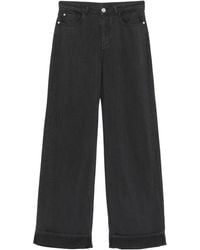 Emporio Armani - Linen Blend Wide-Leg Jeans - Lyst