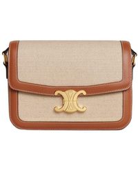 Shop CELINE Triomphe Small boston in triomphe canvas and calfskin  (197582CAS.04LU, 197582CAS.01BC) by Lilystore25