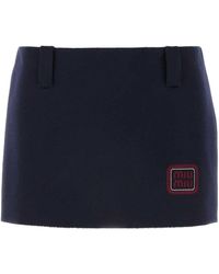 Miu Miu - Midnight Wool Blend Mini Skirt - Lyst