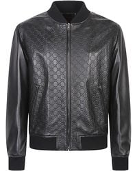Gucci - Gg Leather Bomber Jacket - Lyst