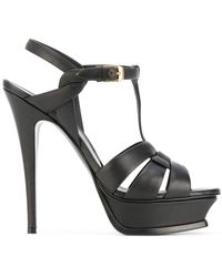 Saint Laurent - Tribute Heeled Leather Sandals - Lyst