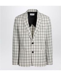 Ami Paris - Single-Breasted Cream Check Jacket - Lyst