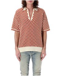 Tシャツ・カットソー AMIRI SS25 CHECKERED OVERSIZED POLO (AMKNPO1057 BURNT ORAN) AMIRI | CHECKERED OVERSIZED POLO