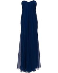 Alexander McQueen - Draped Bustier Chiffon Long Dress - Lyst