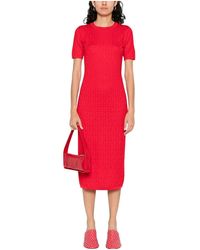 ワンピース Fendi Red Ff Cotton And Viscose Dress Fendi Ff Midi Dress in Brown | Lyst