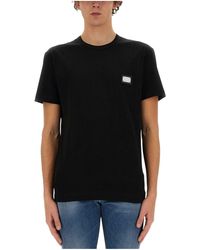 Dolce & Gabbana - Tshirt Con Placca Logata - Lyst