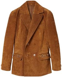 Gucci - Suede Leather Double-Breasted Jacket - Lyst