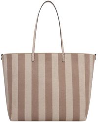 Fendi - Pequin Striped And Ff Fabric Roll Large Reversible Shopper - Lyst