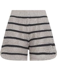 Brunello Cucinelli - Striped Knit Bermuda Shorts - Lyst