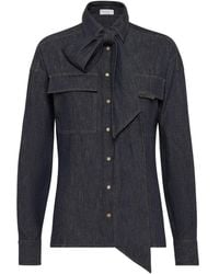 Brunello Cucinelli - Pussy-Bow Shirt - Lyst