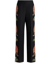 Etro - Straight-Leg Silk Trousers With Leafy Paisley Motif - Lyst