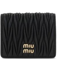 Miu Miu｜HALF-LENGTH WALLETS (5MH040 ADT7 F0002) Black Small Leather Wallet | Miu Miu