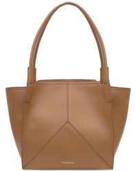 Victoria Beckham - Victoria Dark Tan Cmooth Calf Leather Unstructured Tote Bag With V-Stitching - Lyst