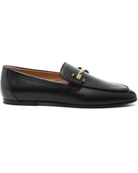 Tod's - Branded Metal Bar Leather Loafers Shoes - Lyst