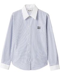 Miu Miu - Striped Cotton Shirt - Lyst