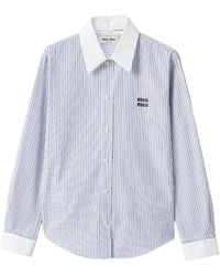 Miu Miu - Camicia A Righe Con Ricamo - Lyst